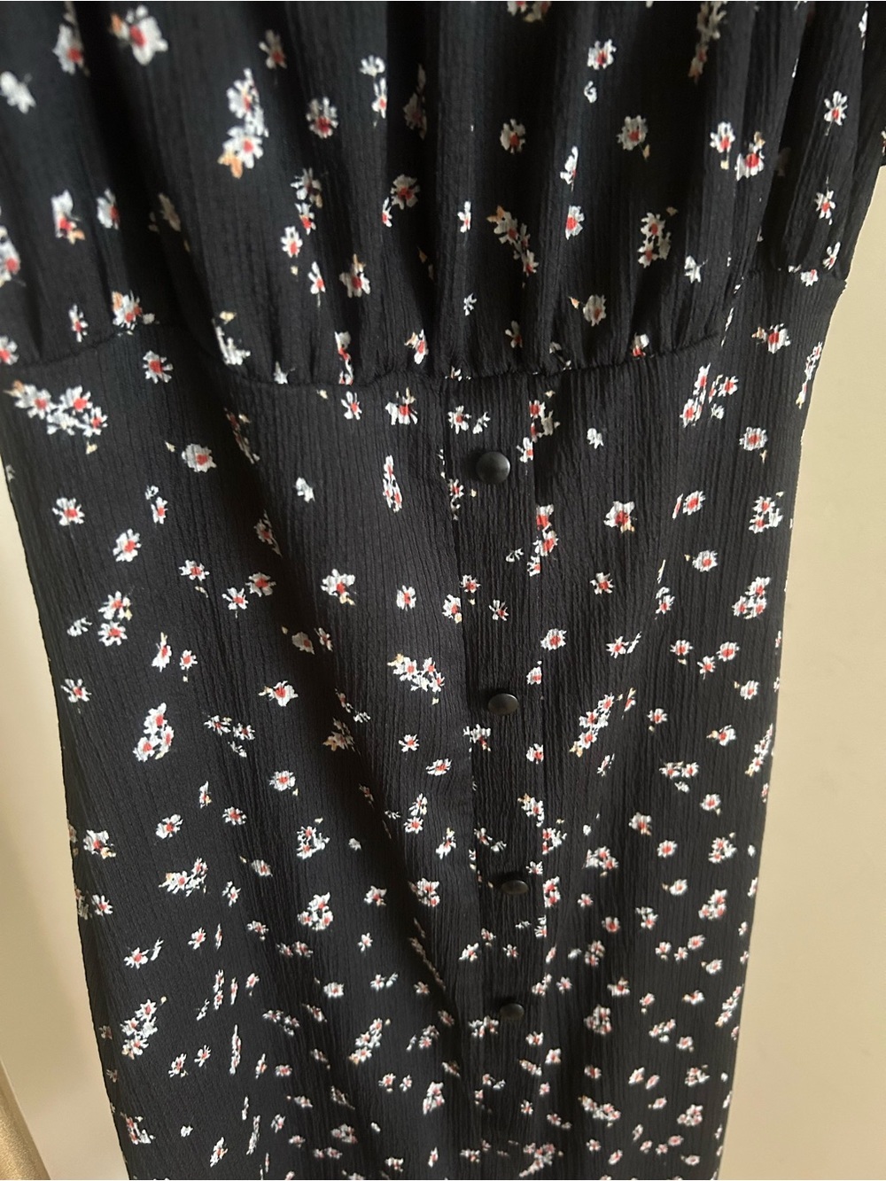 Topshop Black Floral Puff Sleeve Midi Dress Cottagecore Milkmaid US 6 - Picture 4 of 6